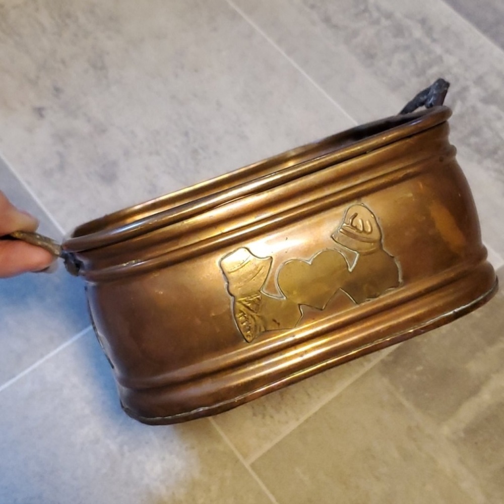 Vintage Brass & Copper Retangle Container w/Handle
